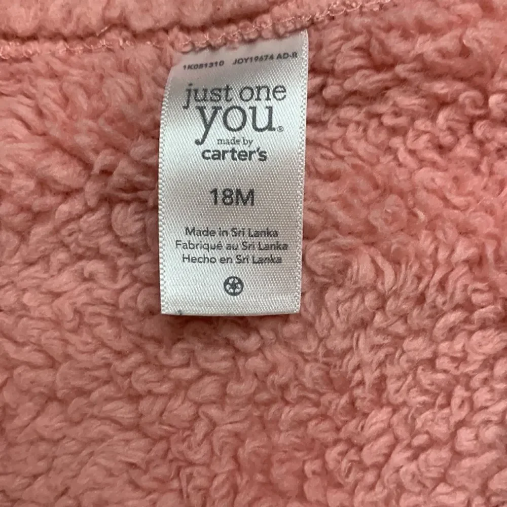 Carters Sherpa vest 18 months pink bow spring winter Easter